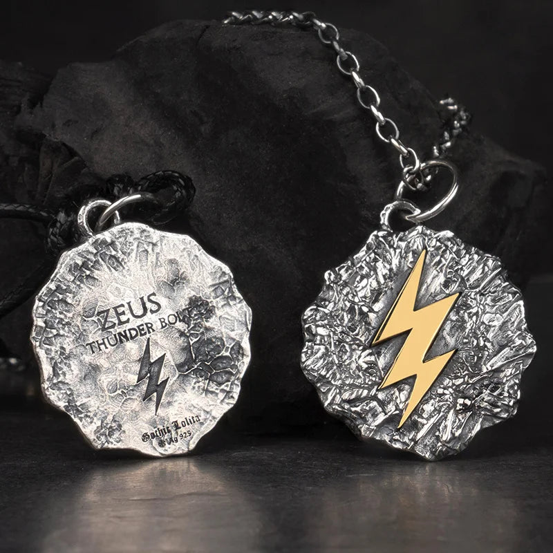 Wrath of Zeus Lightning Bolt Silver necklace the sterling silver pendant for Men Fine Jewelry