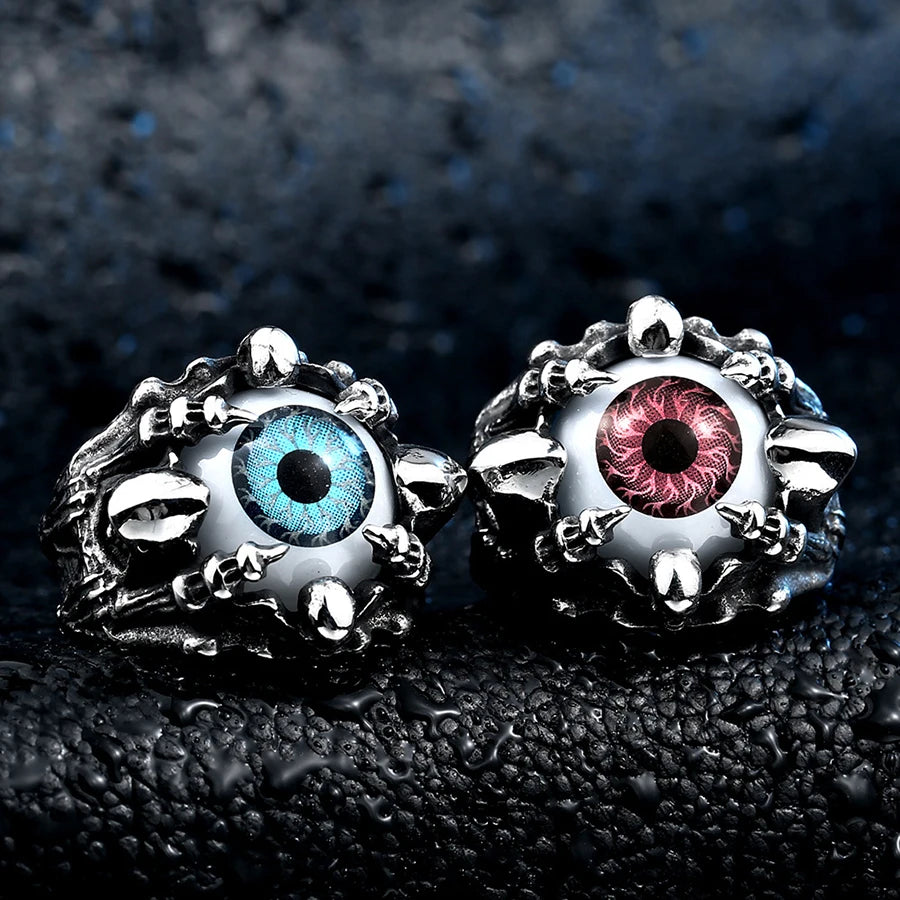 Retro Devil Teeth Eyes Shape Rings for Men Women Punk Devil Eye Ring Hip Hop Rock