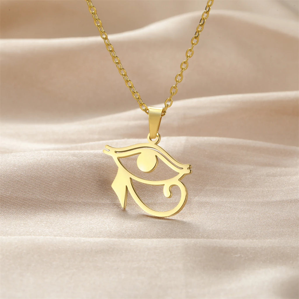 Eye of Horus & Anubis Talisman Pendant Necklace — Stainless Steel