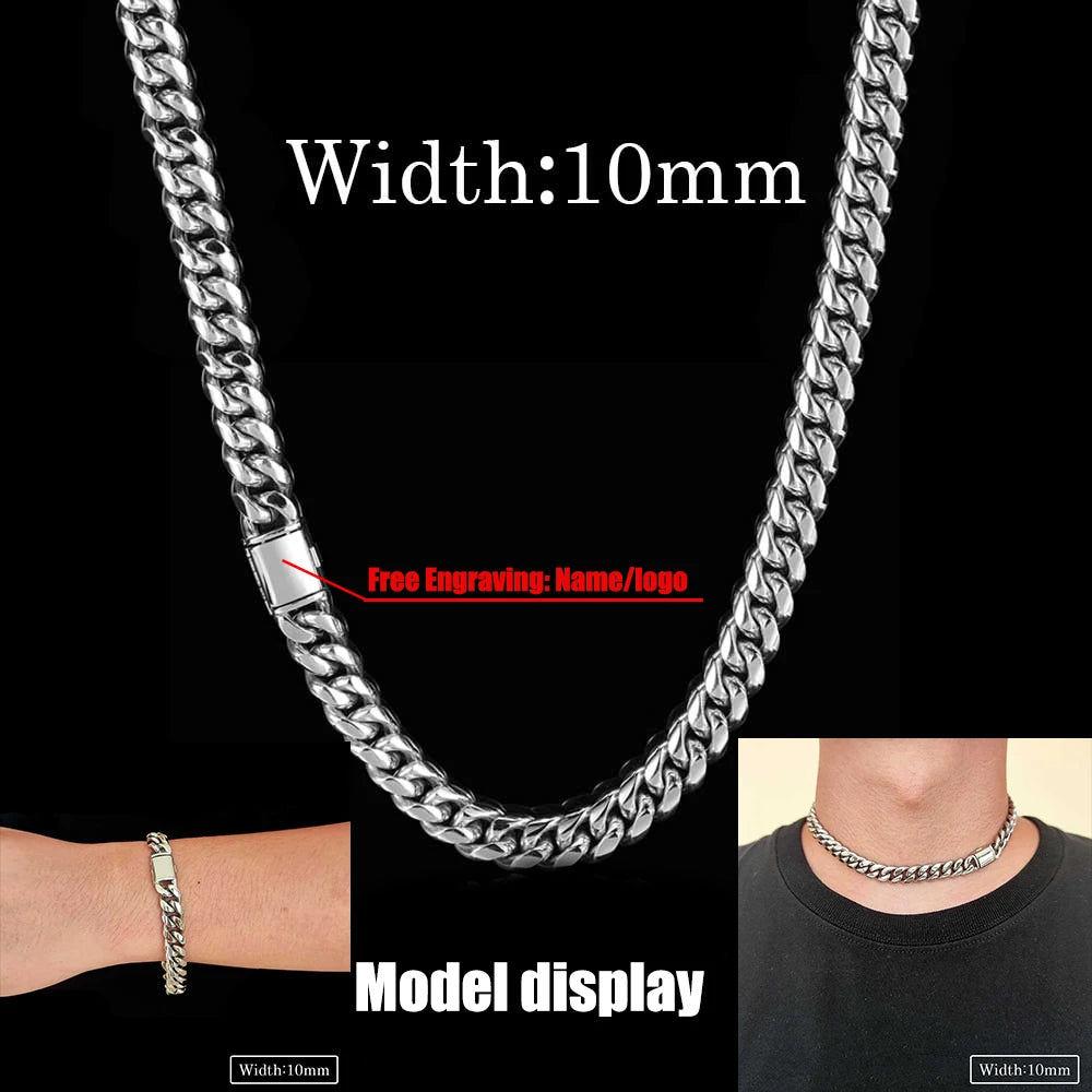 Black Cuban Chain Stainless Steel 8/10/12/14MM