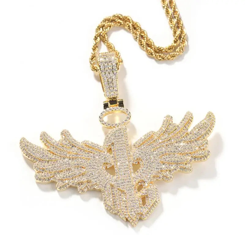 Men's Personality Is Cool, Ha's New Large Wing Pendant, Copper Inlaid Zircon Fashionable Street Necklace Trend