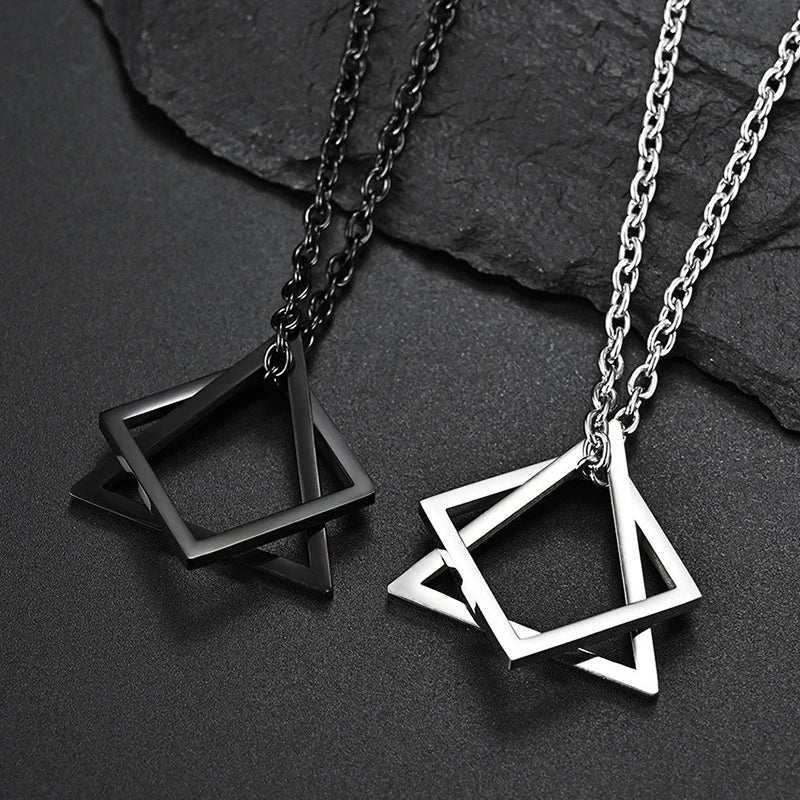 Geometric Statement Pendant Necklace Silver