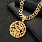 Rotating Dollar Sign Pendant Necklace — Two-Tone