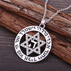 Jeshayuan Star Of David Pendant Necklace With Rhinestone Stainless Steel Hebrew Letter Jewish Talisman Jewelry Necklace
