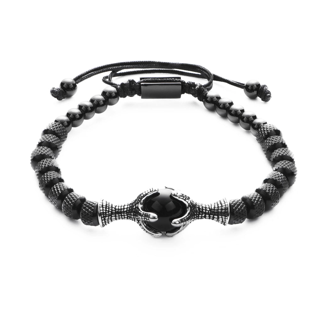 Gothic Eagle & Dragon Claw Beaded Bracelet — Stainless Steel