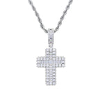 New Sparkling CZ Cross Pendant Necklace Iced Out Bling Cubic Zirconia Paved Charm for Women Men Jewelry