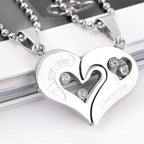 Iced Out Heart Pendant Necklace Stainless Steel