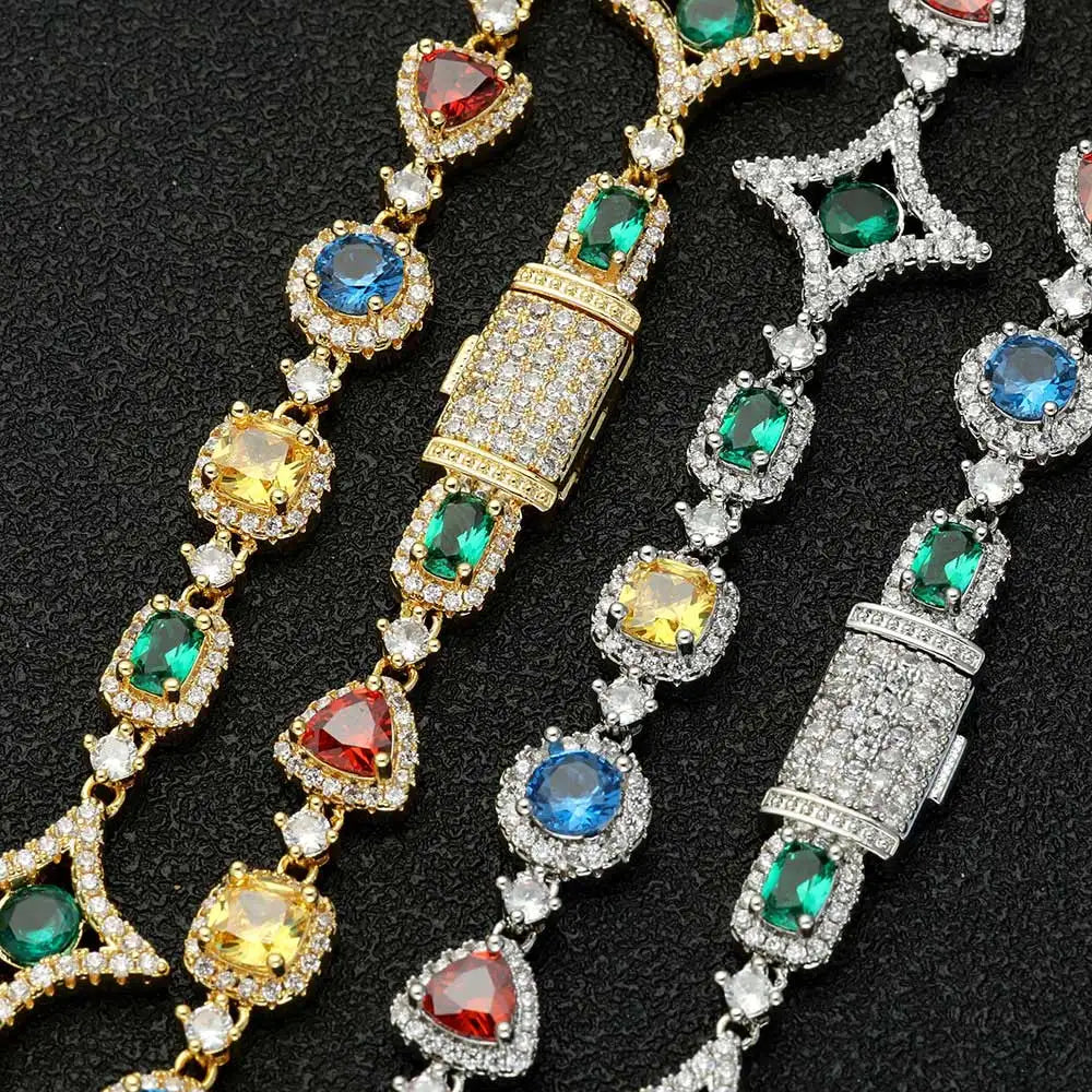 Iced Out CZ Colorful Bracelet Gold 18K