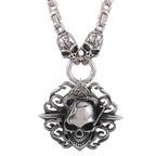 Punk Skull Head Pendants Necklaces for Men Stainless Steel Men's Pendant Necklace With 45--72CM Long Chain Halloween