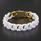 Simple Stainless Steel Ceramic Cuban Bracelet Men's and Women's Same Patchwork Four Side Grinding Titanium Steel Accessories