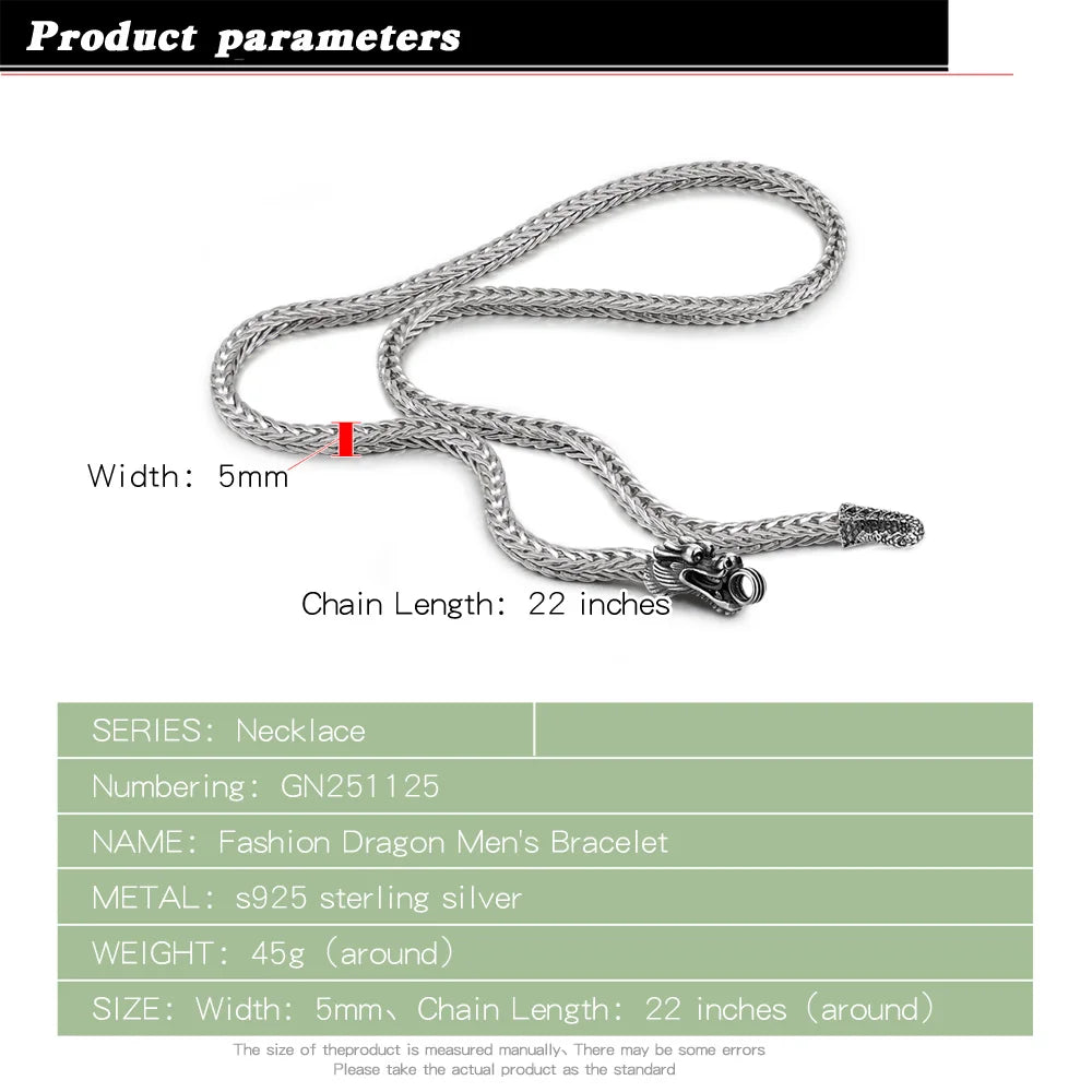 Dragon Necklace 5mm Franco Curb Chain Choker Vintage — Two-Tone