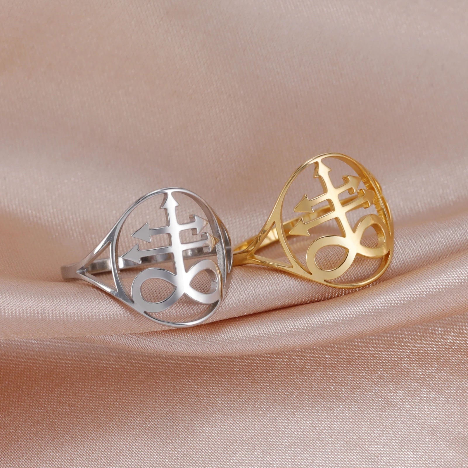 Leviathan Cross Satan Signet Ring — Stainless Steel