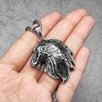 Celtic Knot Pendant Viking Stainless Steel Lion Head Necklace Animal for Men Vintage King Male Daily Wear Punk Jewelry