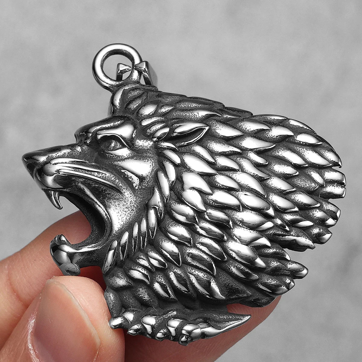Roaring Beast Head Pendant Necklace — Stainless Steel Chain