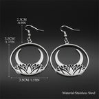 Moon Steel Earrings Gothic Flower Crescent Dangle