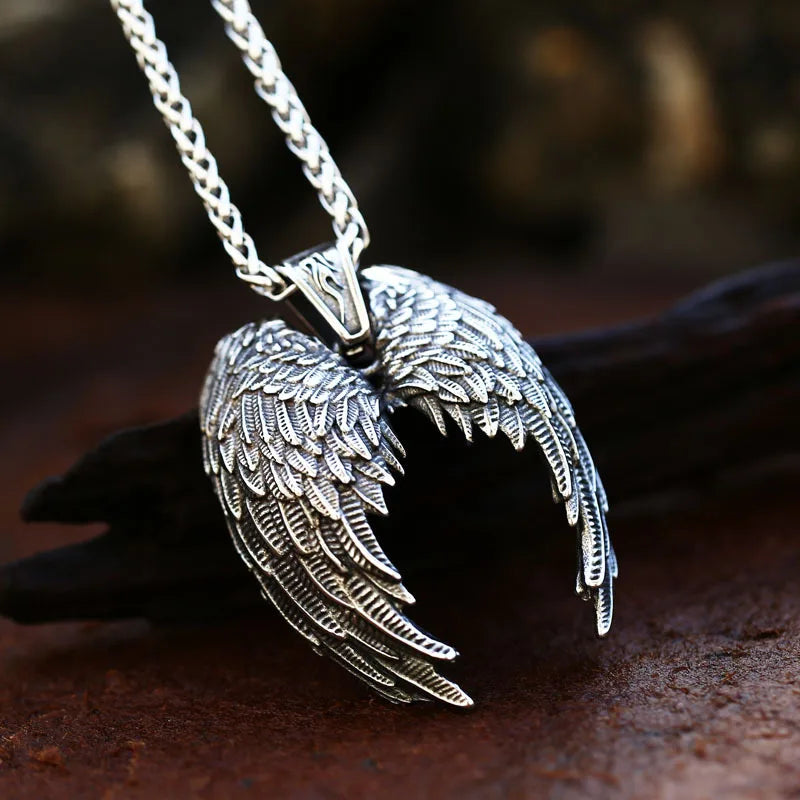 Angel Wings Pendant Necklace — Stainless Steel