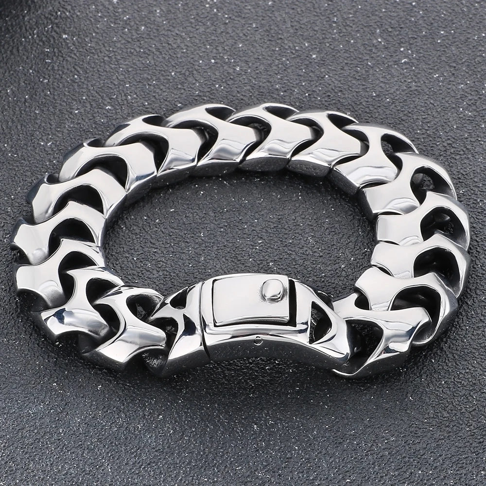 Cool Solid Stainless Steel Bracelet for Man Men's Jewelry Accessories Matte Brushed 18MM Width Keel Cuban Chain Boys'