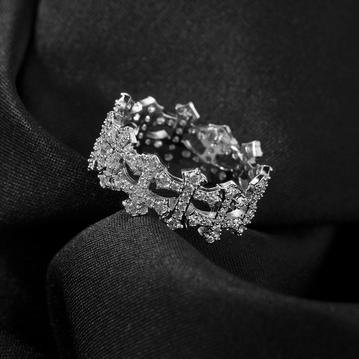 UWIN Pave Setting CZ Cross Rings for Women 5A+ Iced Out Bling Cubic Zirconia Reverse CrossRings Hip Hop Jewelry For Gift