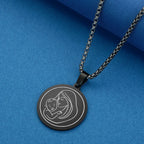 Viking Calendar Rune Medallion Pendant Necklace — Stainless Steel