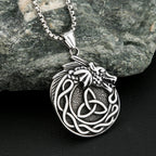 Dragon Celtic Knot Pendant — Stainless Steel