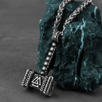 Nordic 316L Stainless Steel Thor's Hammer Pendant Necklace Men and Women Simple Creative Punk Amulet Necklace Jewelry
