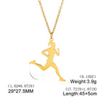Unift Stainless Steel Sport Women Necklace Runner Rhythmic Gymnastics  Silhouette Pendant Fashion Birthday Jewelry Wholesale