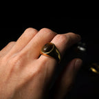 Stone Inlay Ring — Black Gold Silver, 316L Stainless Steel