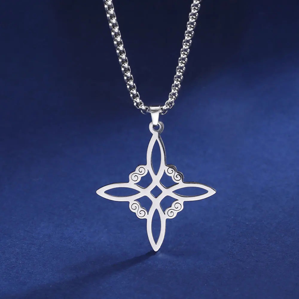 Vintage Witch Knot Silver Necklace