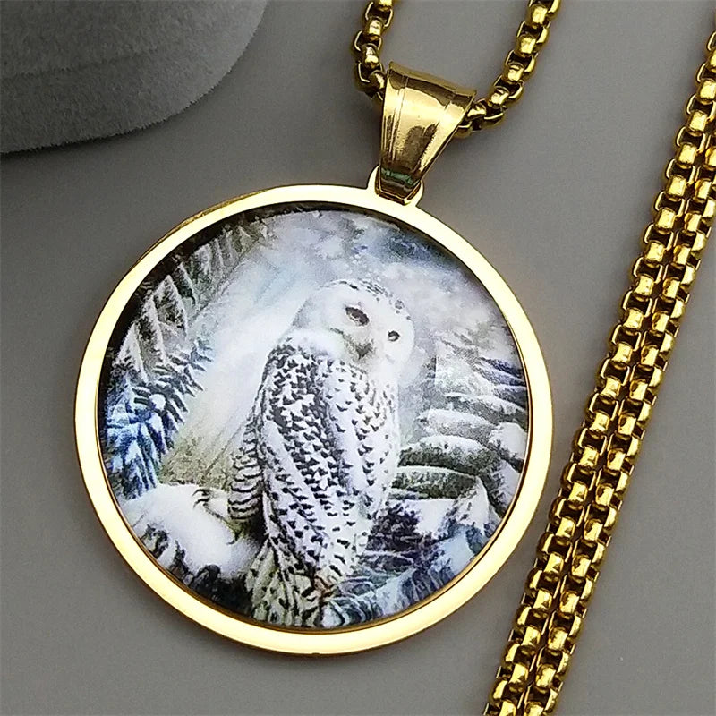 Owl Gold Pendant Necklace — Stainless Steel