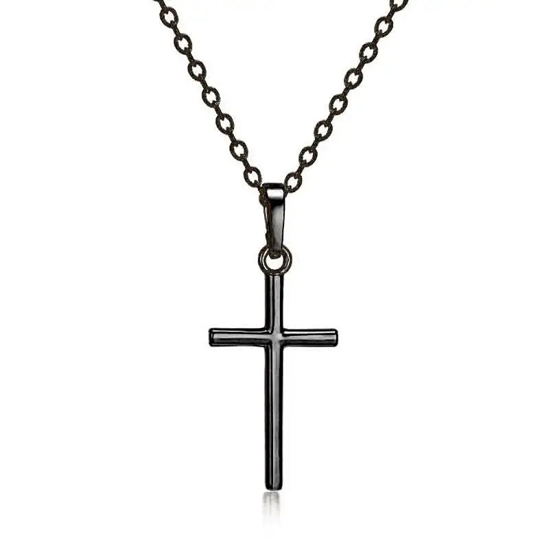 2022 Fashion Stainless Steel Necklace For Men Women Black Gold Color Silver Color Cross Pendant Chain Necklace Jewelry
