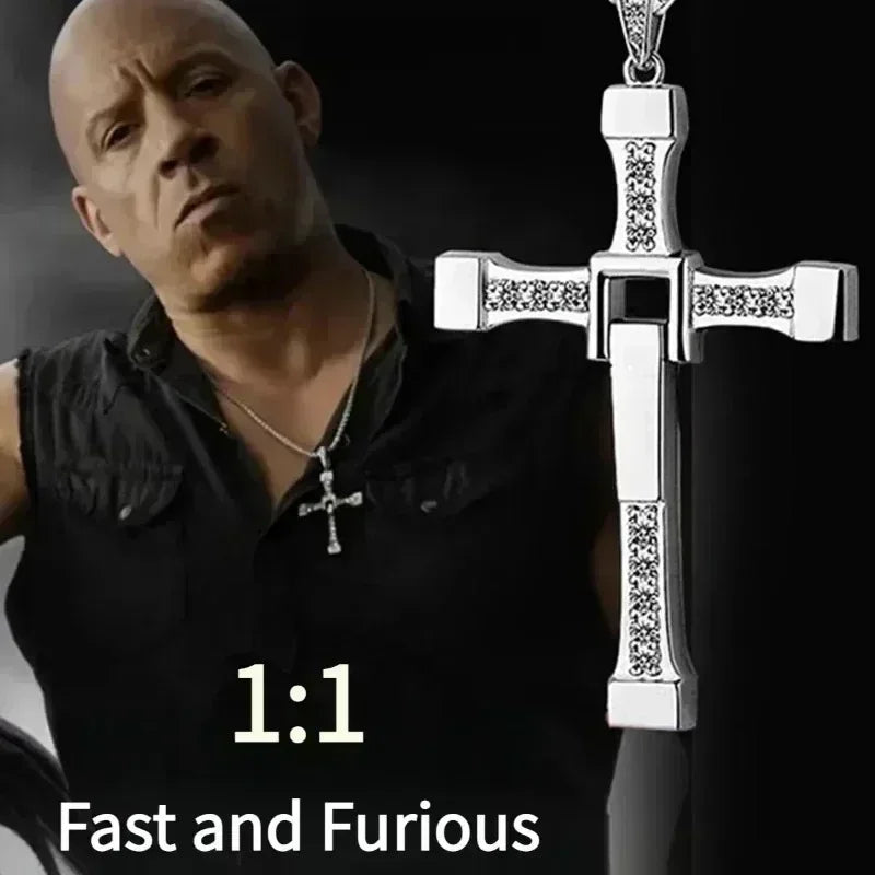 2024 New Vin Diesel Pendant Fast and Furious Boy Stainless Steel Dominic Toretto Cross Necklace for Men Chain Gift