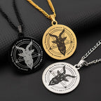 Satan Goat Head Round Stainless Steel Pendant Necklace Vintage Personality Men Pendant Neck Chian Jewelry Fashion Accessories