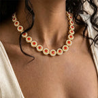 Iced Out Gold-Tone Cuban Chain Necklace Bracelet Set