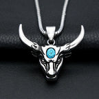 Vintage 316L Stainless Steel Bull Head Pendant Necklace For Men Women Hip Hop Fashion Animal Punk Jewelry Amulet Gifts