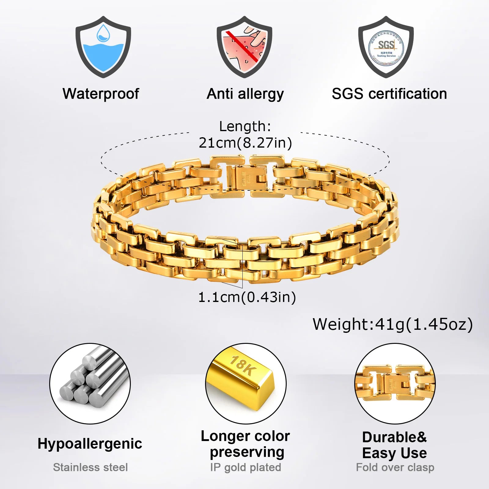 Gold Chunky Chain Bracelet — Stainless Steel