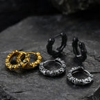 Stacked Skull Hoop Earrings Huggie Circle — Silver-Tone