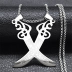 Islam Broadsword Stainless Steel Chain Necklaces Gold Color Long Necklace Pendant Men Jewelry colier homme N437S05
