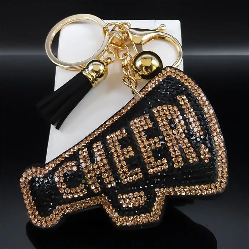 Iced Out Key Gold Chain Cheer Letter Word Full