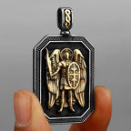 Archangel Michael Cross Shield Prayer Tag Titanium Stainless Steel Pendant Men's Amulet Necklace Jewelry Gift