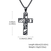 Catholic Jesus Cross Pendant Necklace for Men Women Stainless Steel Long Chain Vintage Necklaces Waterproof Christian Jewelry