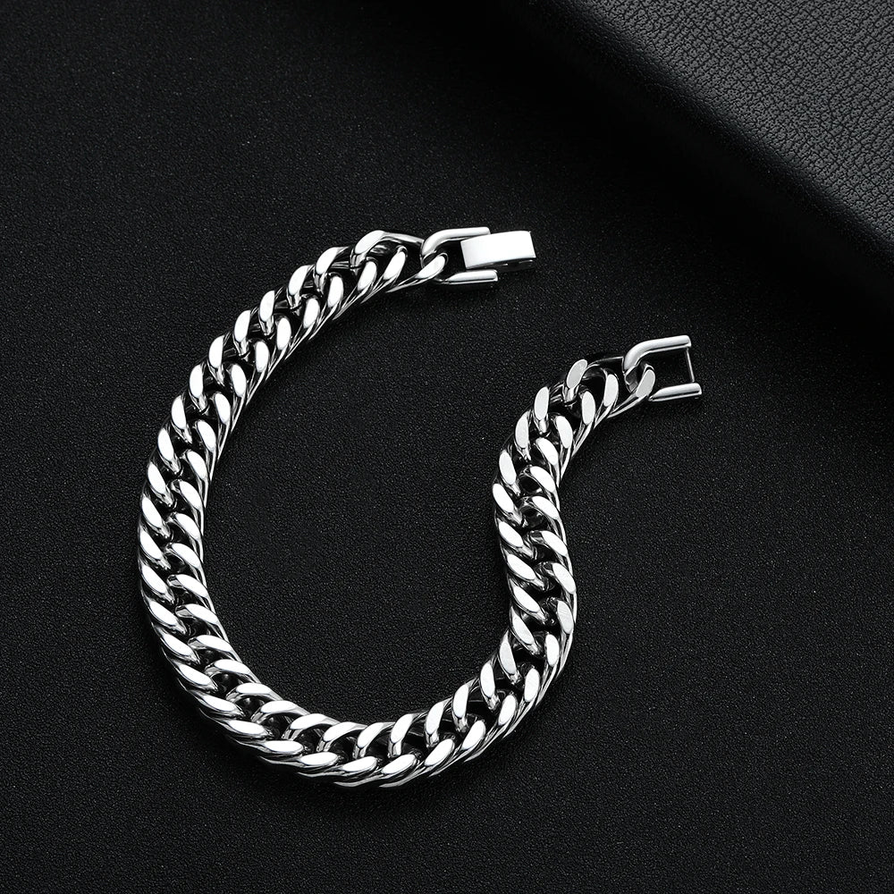 New Arrival Width 10MM 316L Stainless Steel Cuban Chain Bracelet For Men Fashion Hip Hop Party Accessories Boyfriend