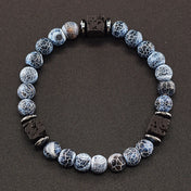 Volcanic Frosted Onyx Lava Bead Bracelet — Black