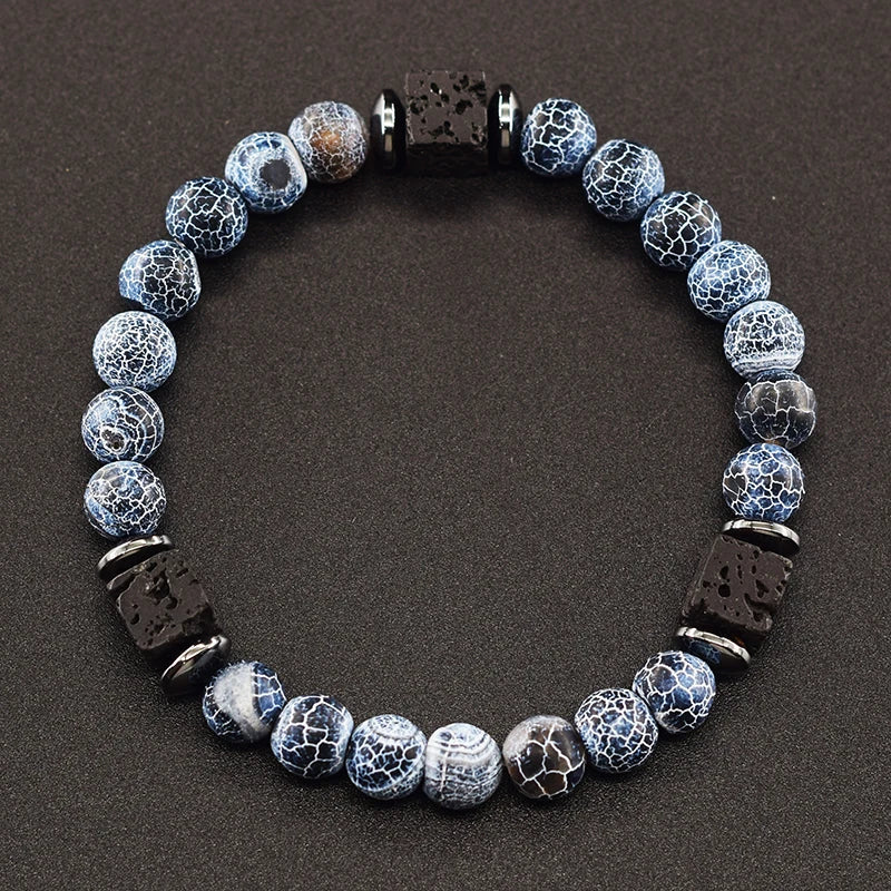 Retro Black Block Volcanic Bracelets Men Women Frosted Onyx Lava Beads Jewelry Yoga Meditation Birthday Gift Wholesales