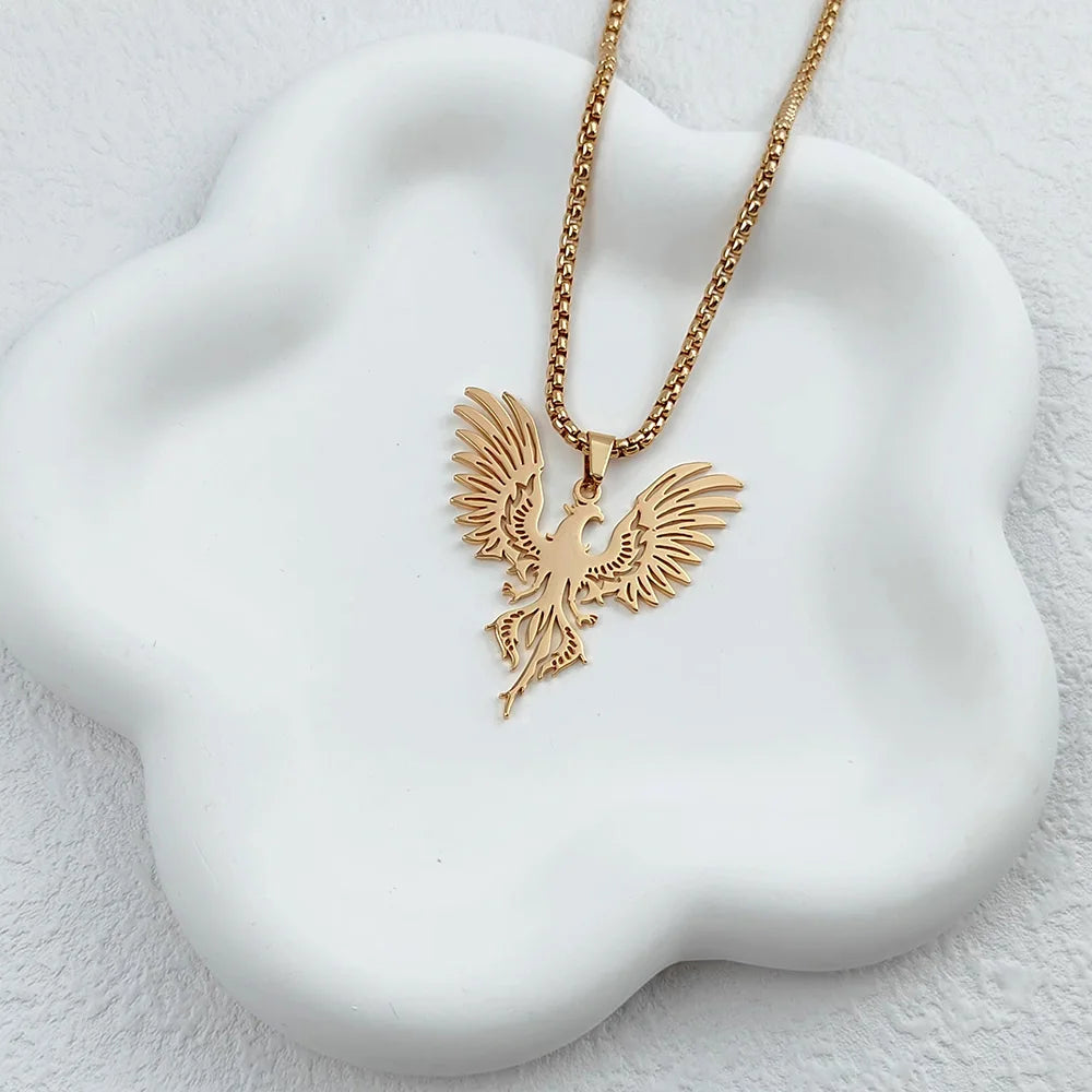 Cheap electroplated stainless steel phoenix pendant necklace, Thanksgiving, Christmas, and New Year gifts