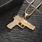 Fashionable and Domineering Ak-47 Submachine Gun Pendant Necklace Suitable for Men\'s Personalized Hip-Hop Rock Punk