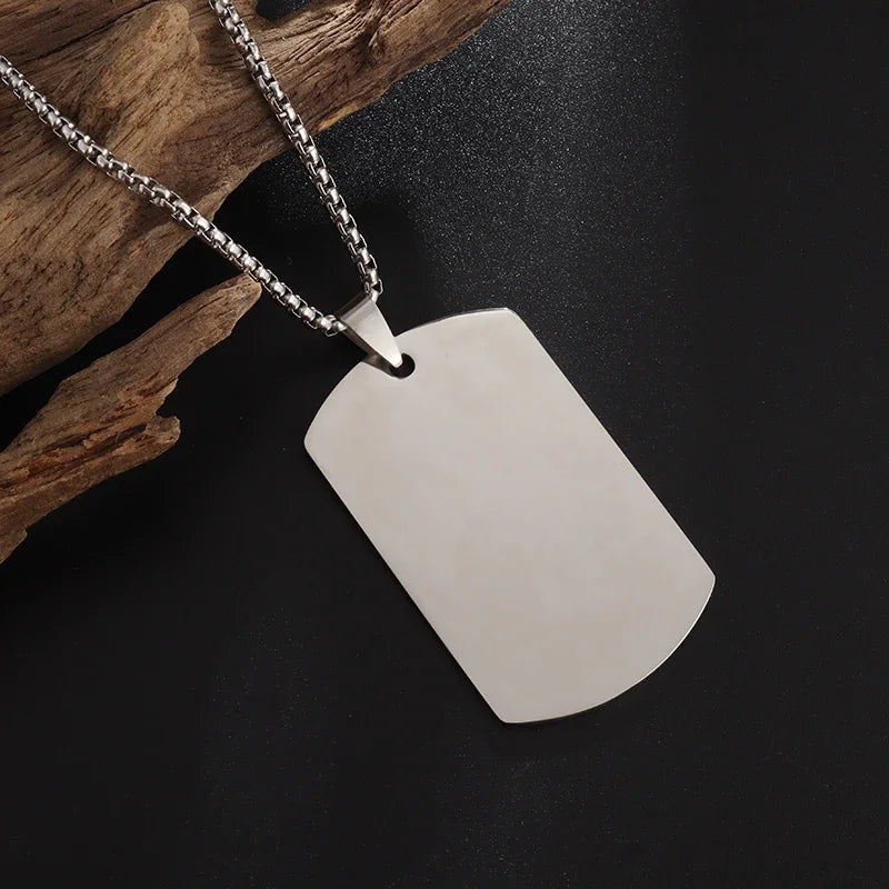 Hip Hop Military Style Stainless Steel Dog Tag Pendant Necklace for Men Women Gold Plated Personalized Id Card Name