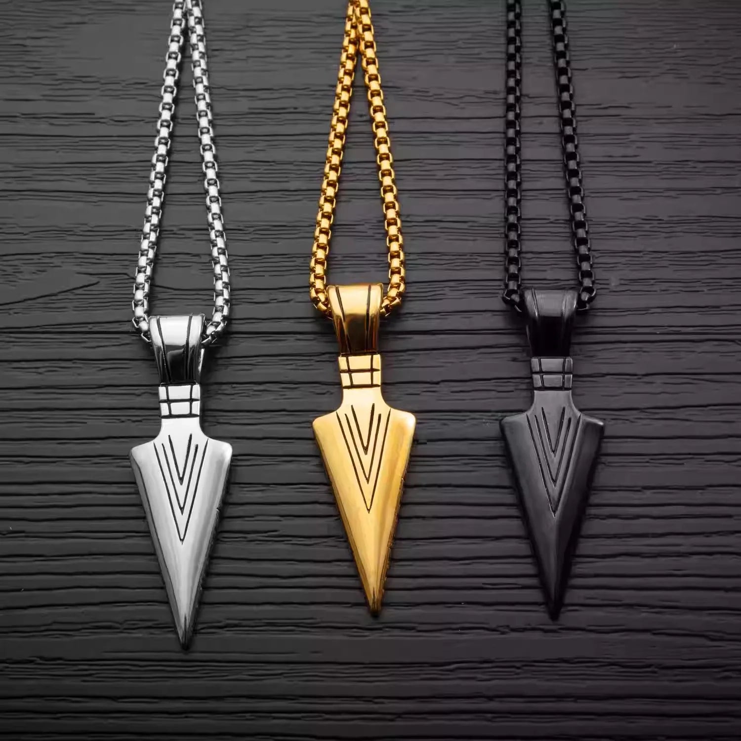 ZAKOL Hiphop Brazil Spearhead Arrows Stainless Steel Pendant Necklaces For Men Boys Cuba Metal Clavicle Chain Choker Jewelry