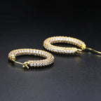 Two-Tone Iced Out Hoop Earrings CZ Silver Gold