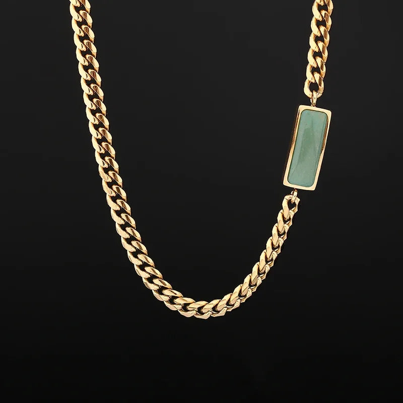 Gold Curb Cuban Chain Necklace — Stainless Steel