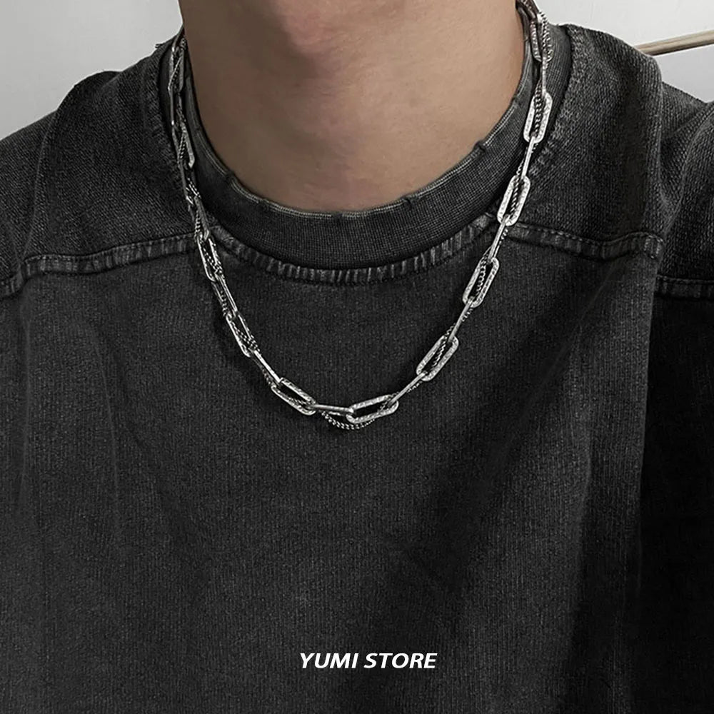 Textured Wrapped Choker Necklace — Stainless Steel